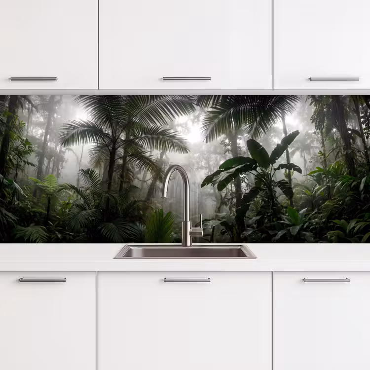 Natuur - Jungle - Mist - Groen - Bladeren keuken achterwand 2 middel -3d