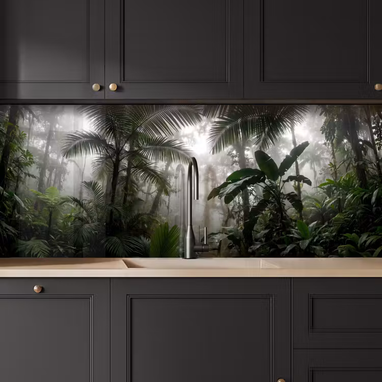 Natuur - Jungle - Mist - Groen - Bladeren keuken achterwand 2 middel -sfeer1