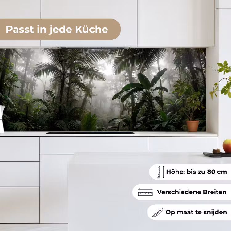 Natuur - Jungle - Mist - Groen - Bladeren keuken achterwand 2 middel -sfeer4_DE
