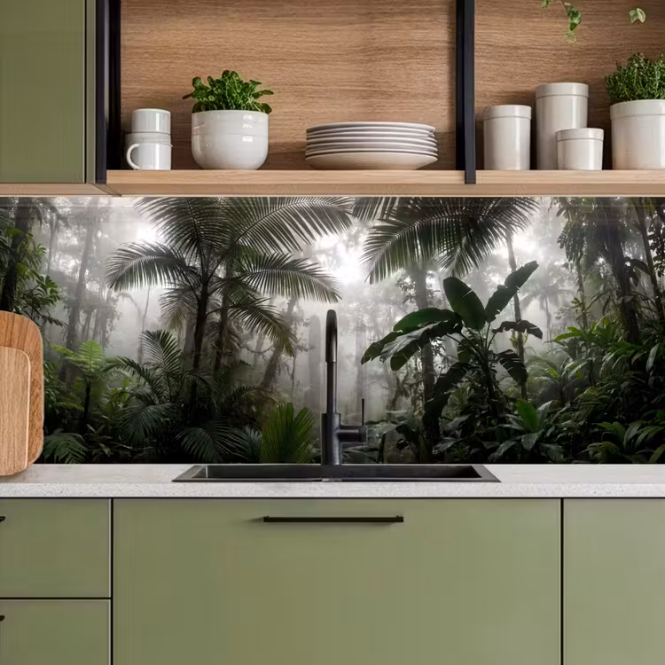 Natuur - Jungle - Mist - Groen - Bladeren keuken achterwand 2 middel -sfeer3