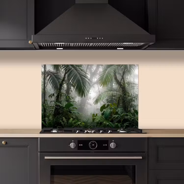 Natuur - Jungle - Mist - Tropisch - Groen keuken achterwand spatscherm klein -sfeer1