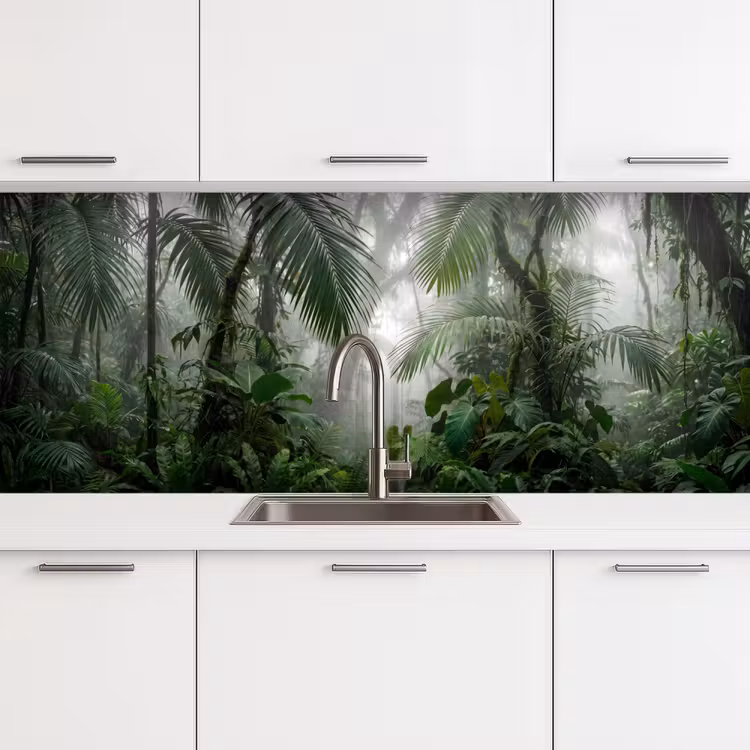 Natuur - Jungle - Mist - Tropisch - Groen keuken achterwand 2 middel -3d