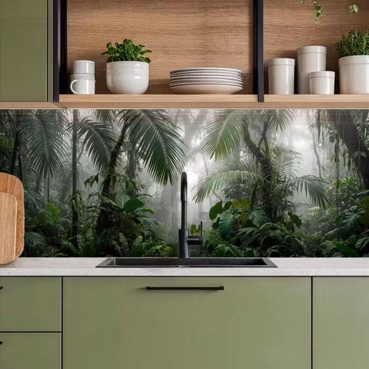Natuur - Jungle - Mist - Tropisch - Groen keuken achterwand 2 middel -sfeer3