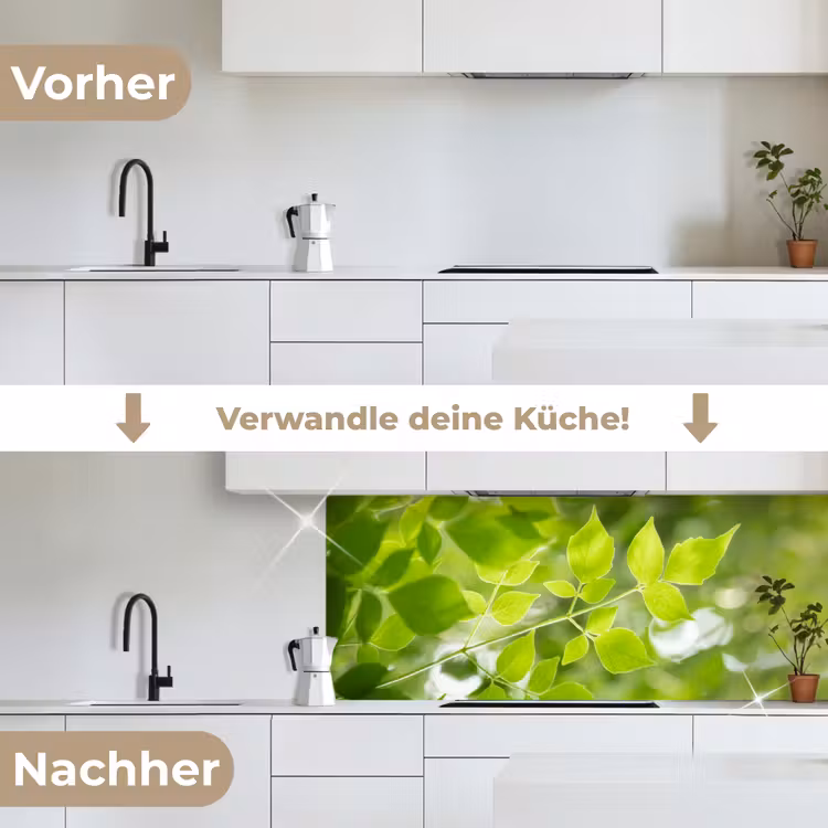 Natuur - Lente - Groen - Bladeren keuken achterwand 2 middel -voor-na_DE