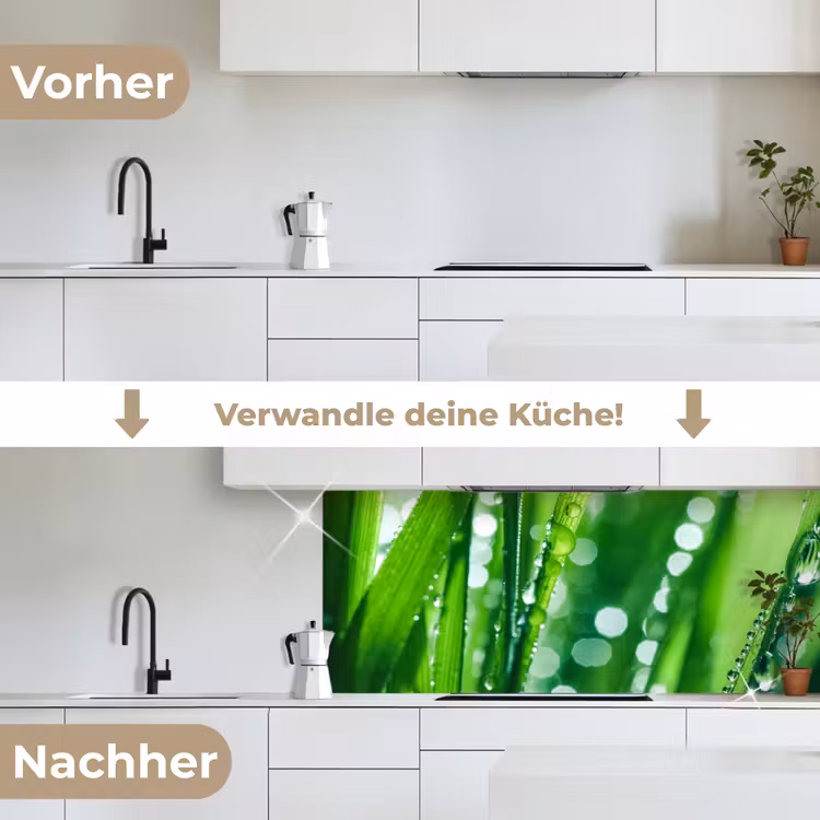 Natuur - Gras - Groen keuken achterwand 2 middel -voor-na_DE