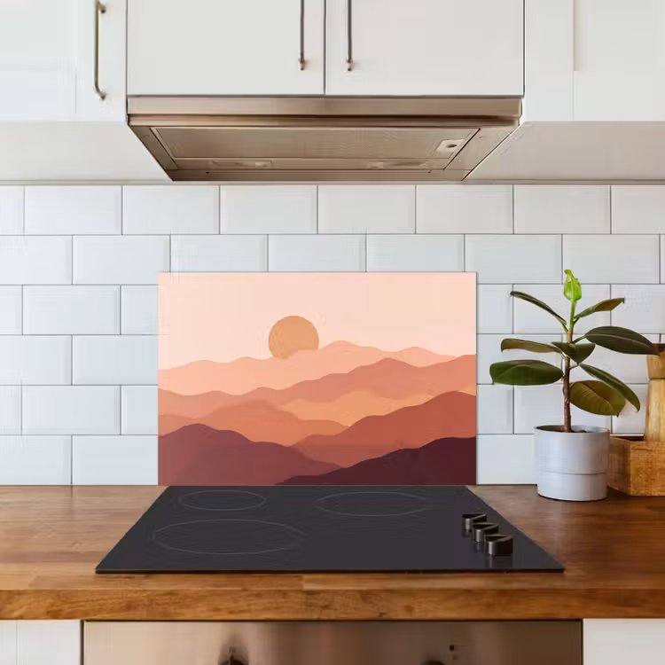 Natuur - Heuvels - Abstract - Modern - Oranje keuken achterwand spatscherm klein -sfeer2