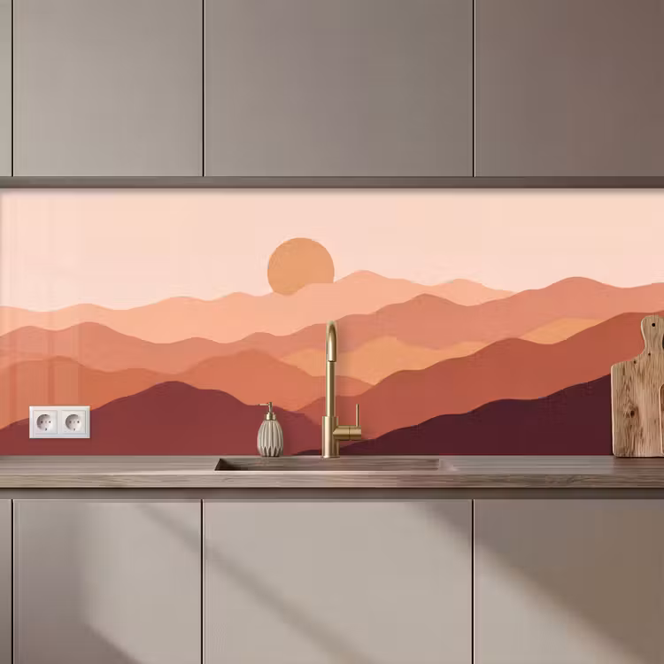 Natuur - Heuvels - Abstract - Modern - Oranje keuken achterwand 2 middel zz_3dshopping