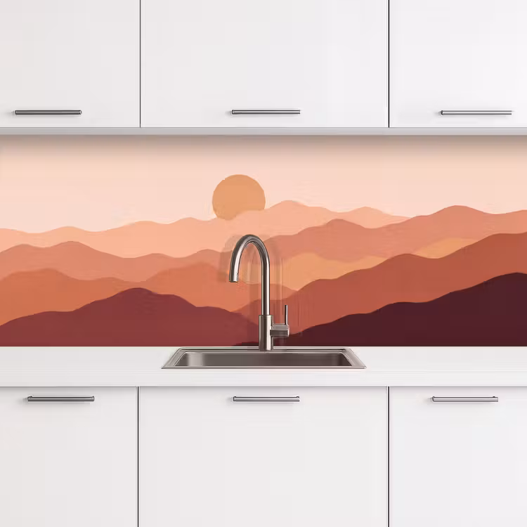 Natuur - Heuvels - Abstract - Modern - Oranje keuken achterwand 2 middel -3d