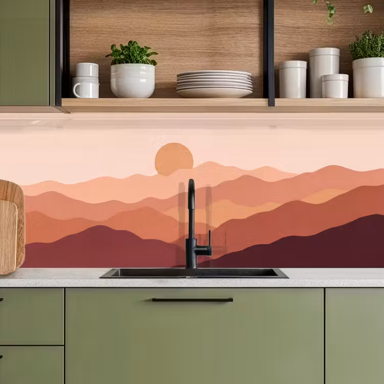 Natuur - Heuvels - Abstract - Modern - Oranje keuken achterwand 2 middel -sfeer3