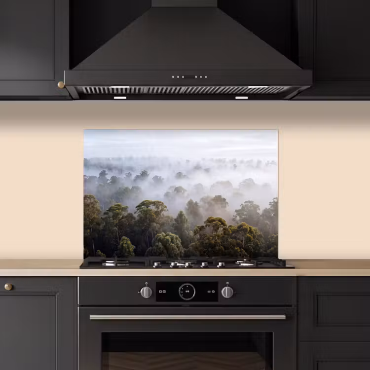 Natuur - Mist - Bos - Ochtend - Goud keuken achterwand spatscherm klein -sfeer1