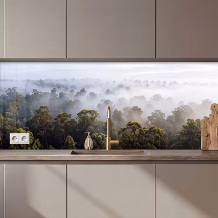 Natuur - Mist - Bos - Ochtend - Goud keuken achterwand 2 middel zz_3dshopping