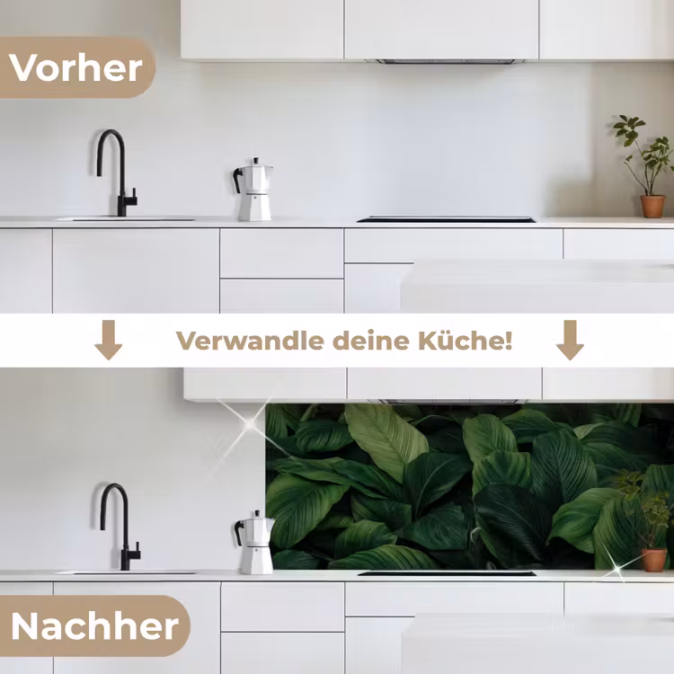 Natuur - Tropisch - Bladeren - Groen keuken achterwand 2 middel -voor-na_DE