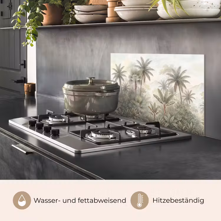 Natuur - Tropisch bos - Landschap - Aquarel - Groen keuken achterwand spatscherm klein -usp_DE