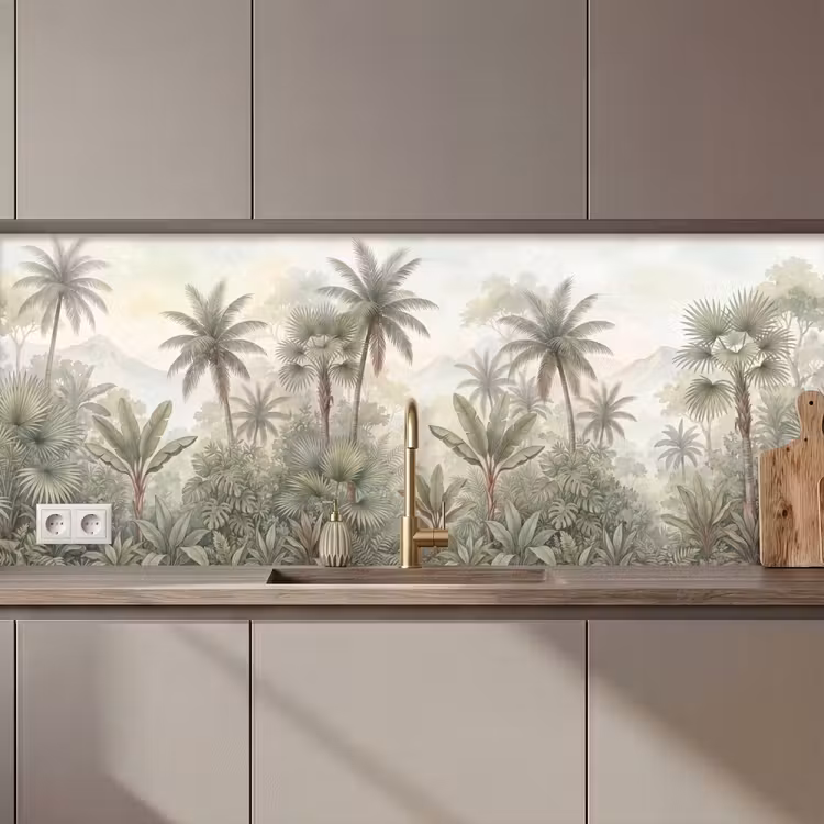 Natuur - Tropisch bos - Landschap - Aquarel - Groen keuken achterwand 2 middel zz_3dshopping