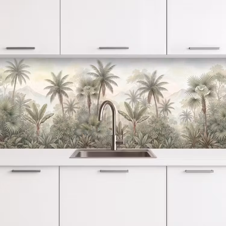 Natuur - Tropisch bos - Landschap - Aquarel - Groen keuken achterwand 2 middel -3d