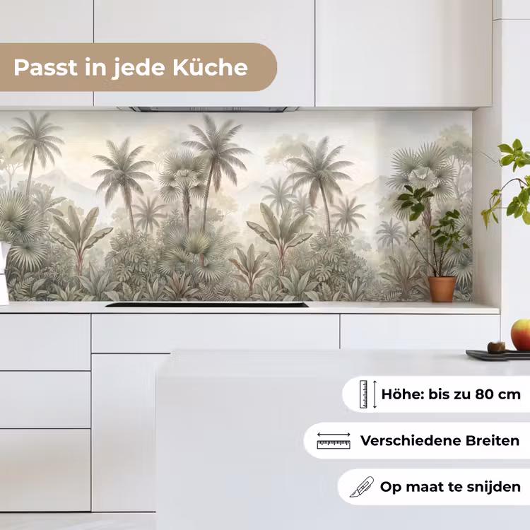 Natuur - Tropisch bos - Landschap - Aquarel - Groen keuken achterwand 2 middel -sfeer4_DE