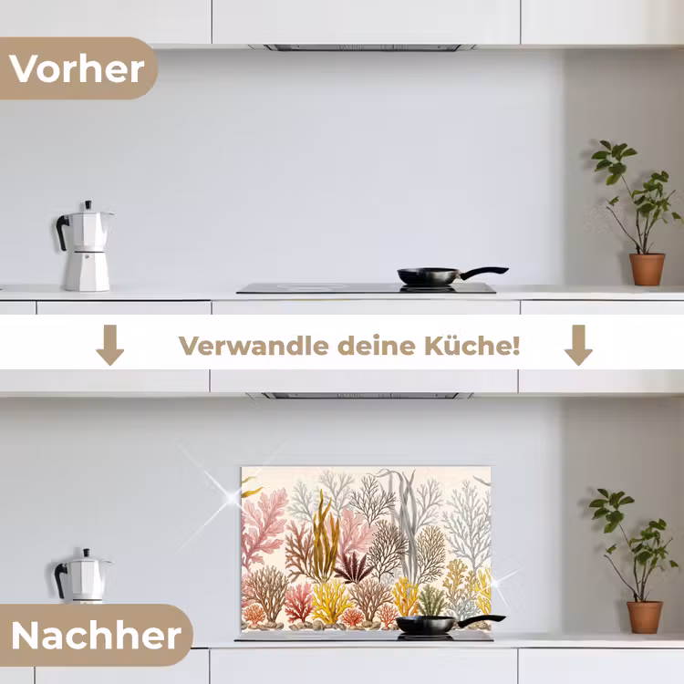 Natuur - Onderwater - Botanisch - Vintage - Kleurrijk keuken achterwand spatscherm klein -voor_na_DE