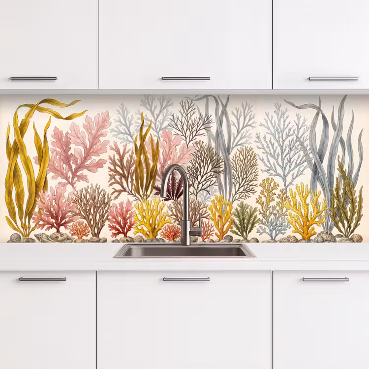 Natuur - Onderwater - Botanisch - Vintage - Kleurrijk keuken achterwand 2 middel -3d