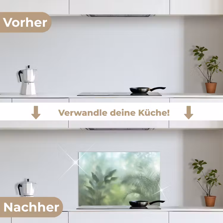 Natuur - Vervaagd - Groen - Abstract - Modern keuken achterwand spatscherm klein -voor_na_DE