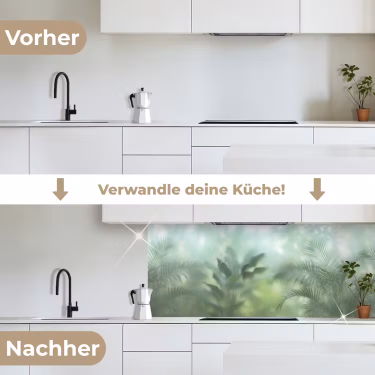 Natuur - Vervaagd - Groen - Abstract - Modern keuken achterwand 2 middel -voor-na_DE