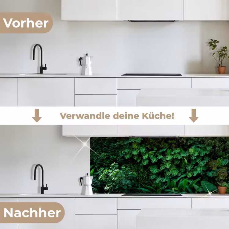 Natuur - Bos - Groen - Monstera keuken achterwand 2 middel -voor-na_DE