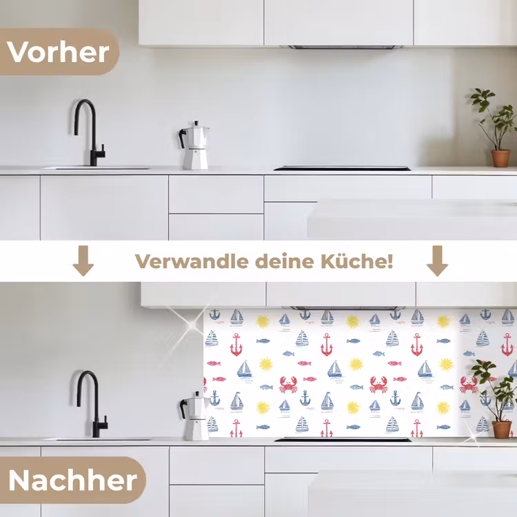 Nautisch - Illustraties - Kleurrijk keuken achterwand 2 middel 871 -voor-na_DE