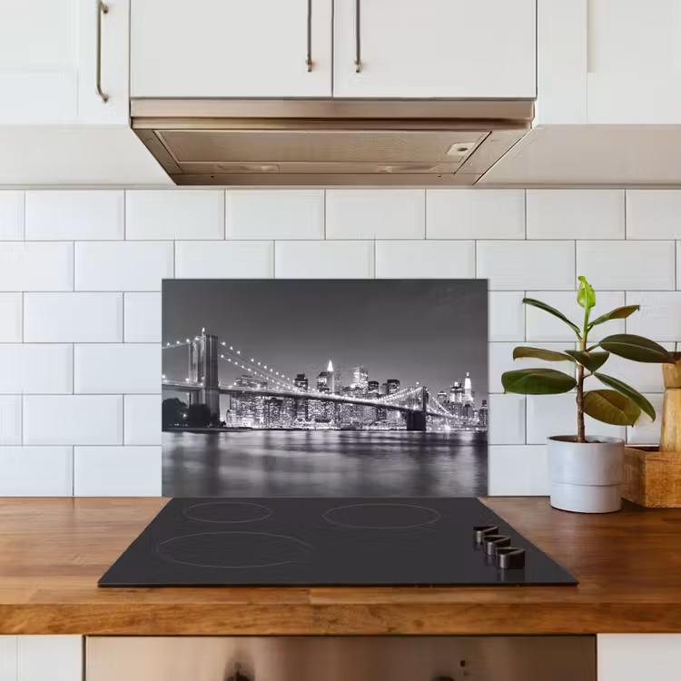 New York - Brug - Brooklyn - Zwart wit - Architectuur keuken achterwand spatscherm klein -sfeer2