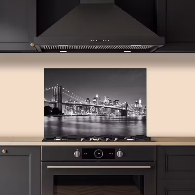 New York - Brug - Brooklyn - Zwart wit - Architectuur keuken achterwand spatscherm klein -sfeer1
