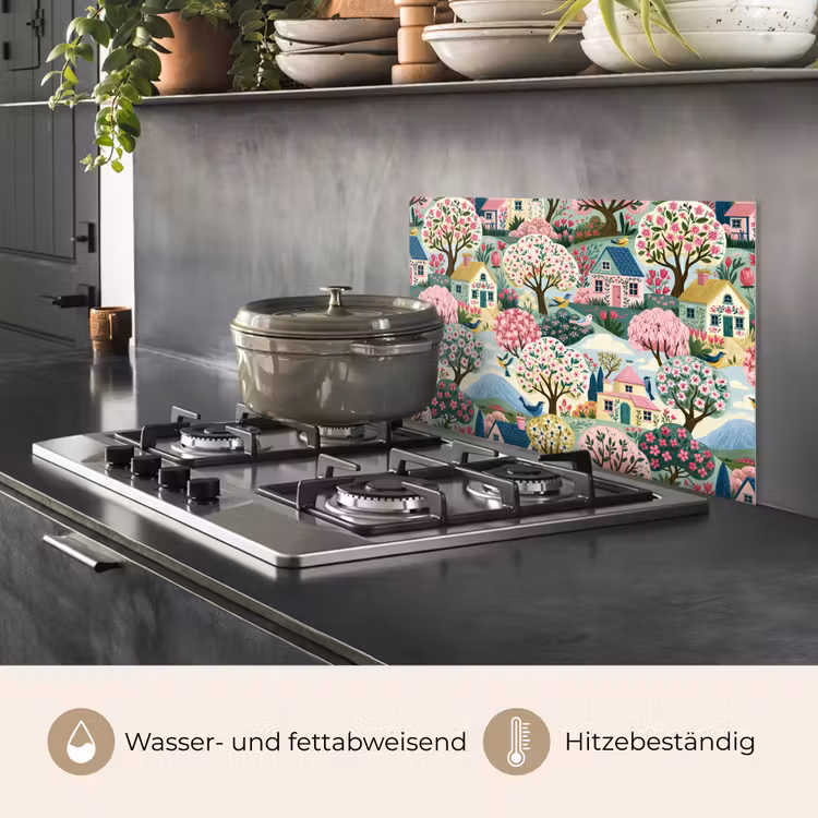 Nostalgisch - Idyllisch - Kleurrijk keuken achterwand spatscherm klein 900 -usp_DE