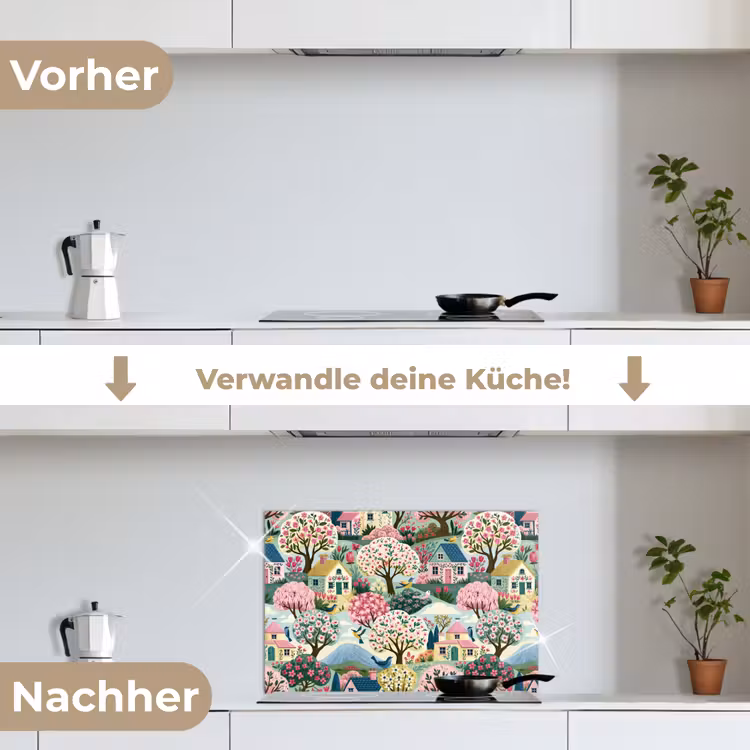Nostalgisch - Idyllisch - Kleurrijk keuken achterwand spatscherm klein 900 -voor_na_DE