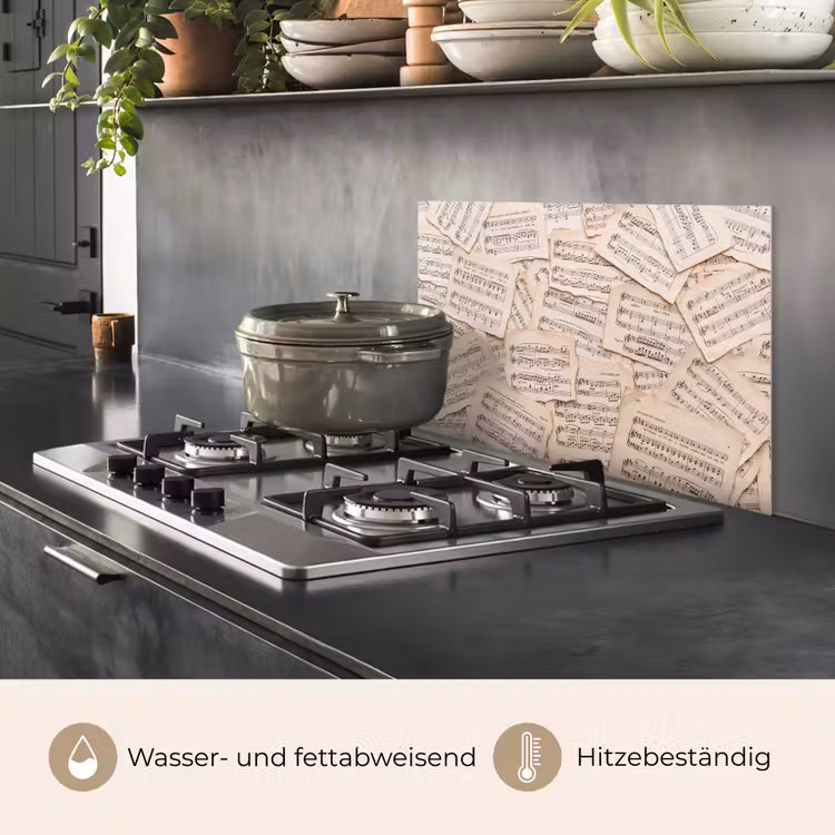 Bladmuziek - Oud - Noten - Vintage - Beige keuken achterwand spatscherm klein -usp_DE