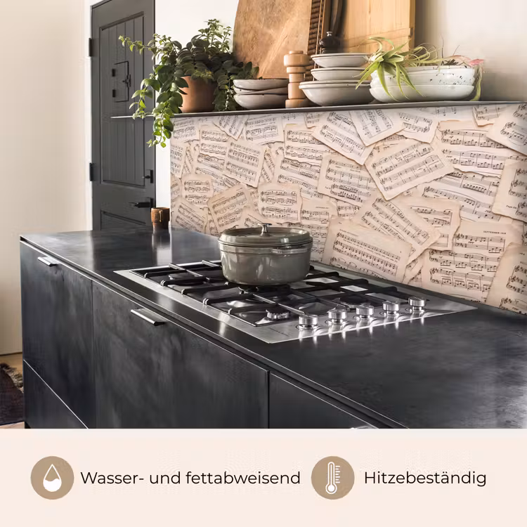 Bladmuziek - Oud - Noten - Vintage - Beige keuken achterwand 2 middel -usp_DE