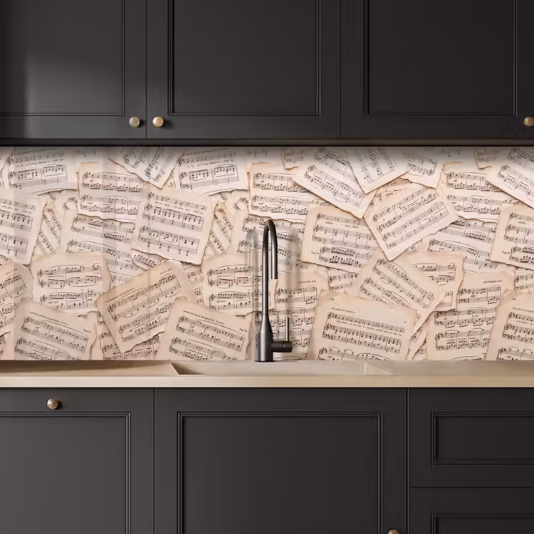 Bladmuziek - Oud - Noten - Vintage - Beige keuken achterwand 2 middel -sfeer1
