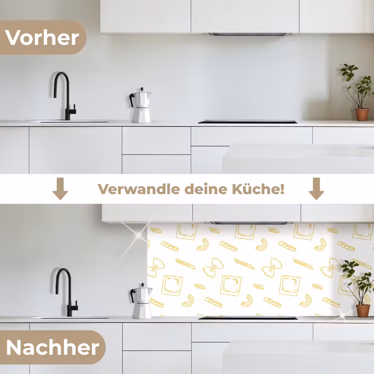 Pasta - Geel - Wit - Patroon keuken achterwand 2 middel -voor-na_DE