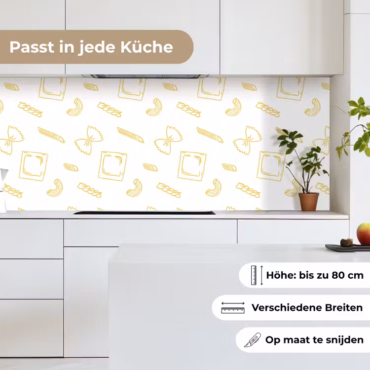 Pasta - Geel - Wit - Patroon keuken achterwand 2 middel -sfeer4_DE