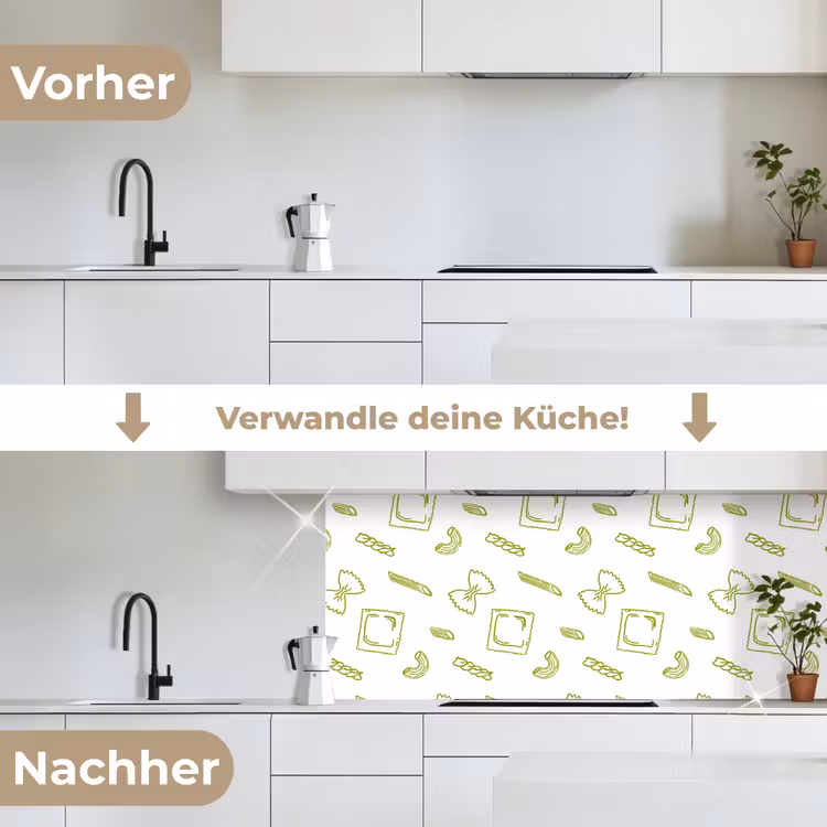 Pasta - Groen - Wit - Patroon keuken achterwand 2 middel -voor-na_DE
