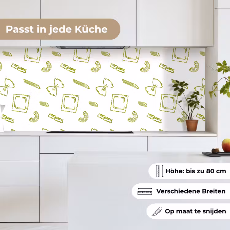 Pasta - Groen - Wit - Patroon keuken achterwand 2 middel -sfeer4_DE
