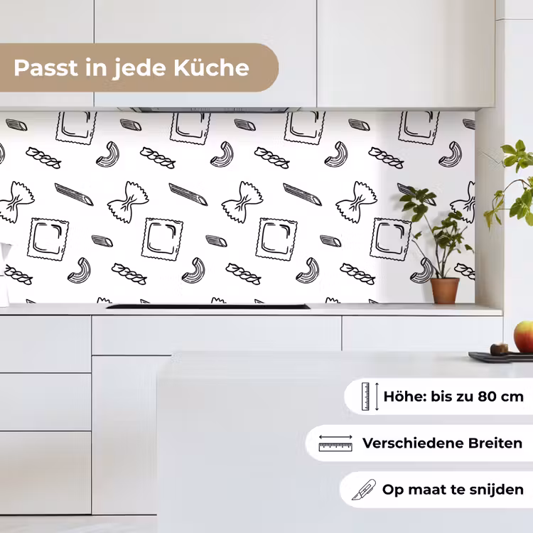 Pasta - Patroon - Zwart - wit keuken achterwand 2 middel -sfeer4_DE