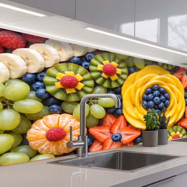 Fruit - Arrangement - Gezond - Kleurrijk - Eten keuken achterwand 2 middel -3d_schuin
