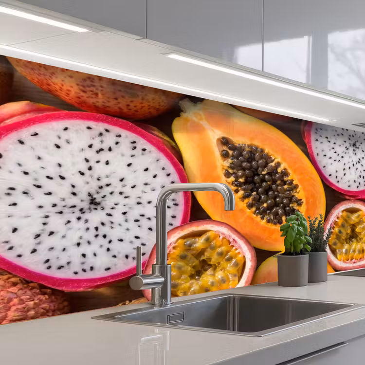 Fruit - Geopend - Tropisch - Eten - Kleurrijk keuken achterwand 2 middel -3d_schuin