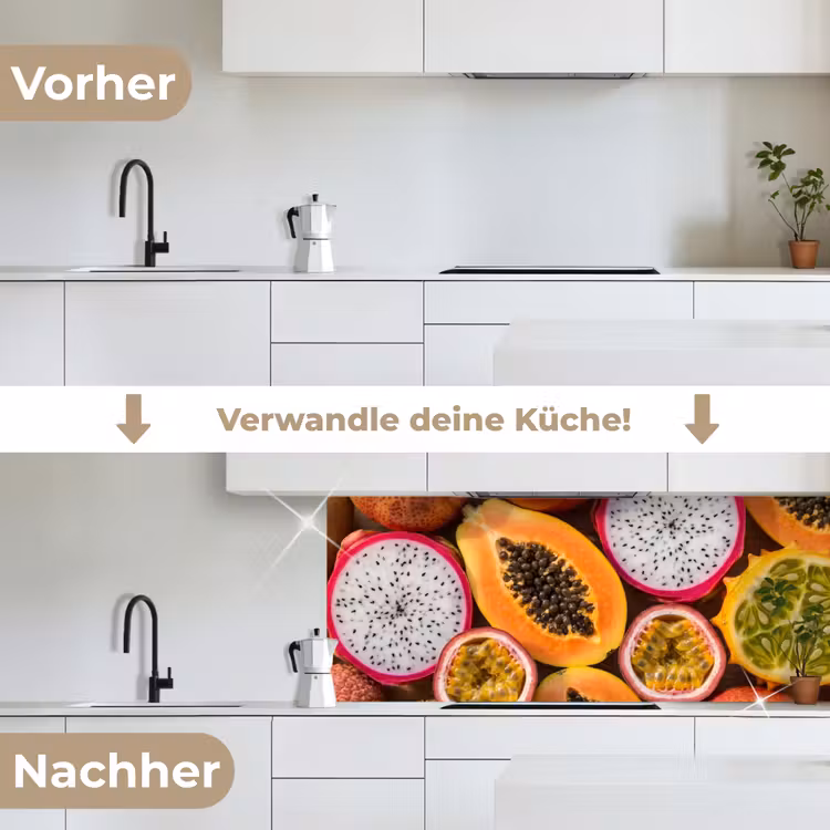 Fruit - Geopend - Tropisch - Eten - Kleurrijk keuken achterwand 2 middel -voor-na_DE