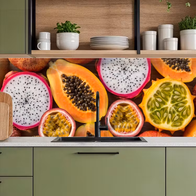 Fruit - Geopend - Tropisch - Eten - Kleurrijk keuken achterwand 2 middel -sfeer3