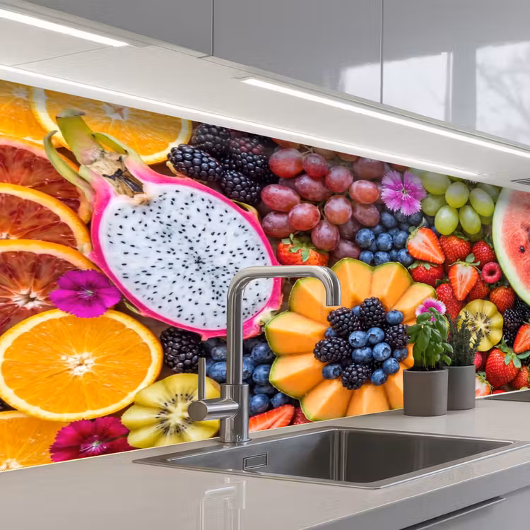 Fruit - Vers - Variatie - Eten - Kleurrijk keuken achterwand 2 middel -3d_schuin