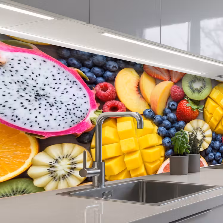 Fruit - Versneden - Kleurrijk - Eten - Gezond keuken achterwand 2 middel -3d_schuin
