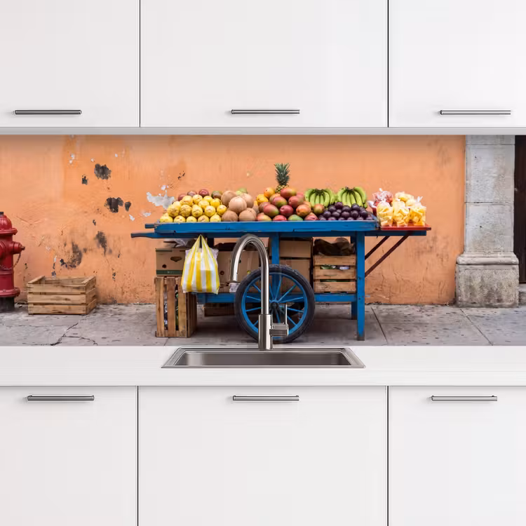 Küchenrückwand - Obst – Kar – Straße - Fruit - Kar - Straat keuken achterwand 2 middel