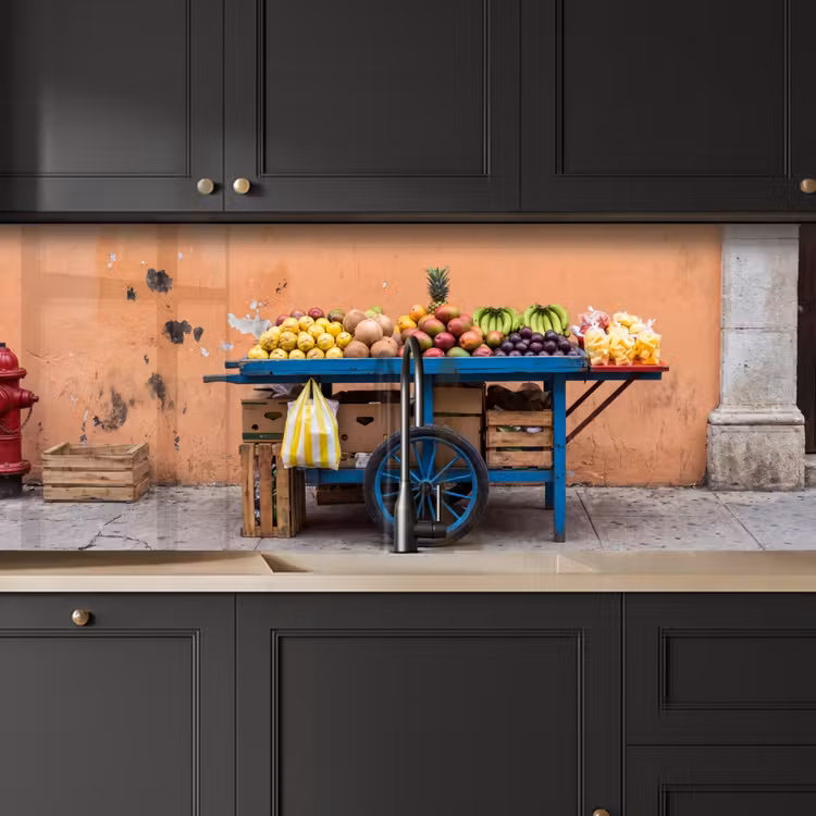 Küchenrückwand - Obst – Kar – Straße - Fruit - Kar - Straat keuken achterwand 2 middel