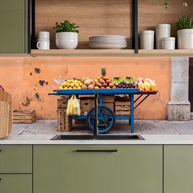 Küchenrückwand - Obst – Kar – Straße - Fruit - Kar - Straat keuken achterwand 2 middel