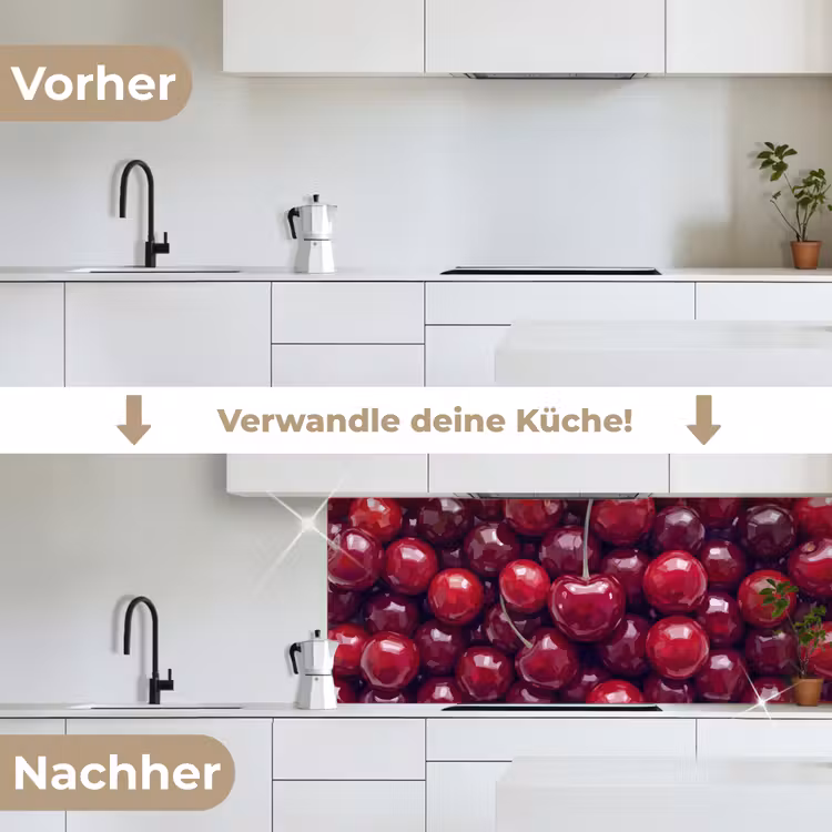 Fruit - Kersen - Eten - Modern - Rood keuken achterwand 2 middel -voor-na_DE