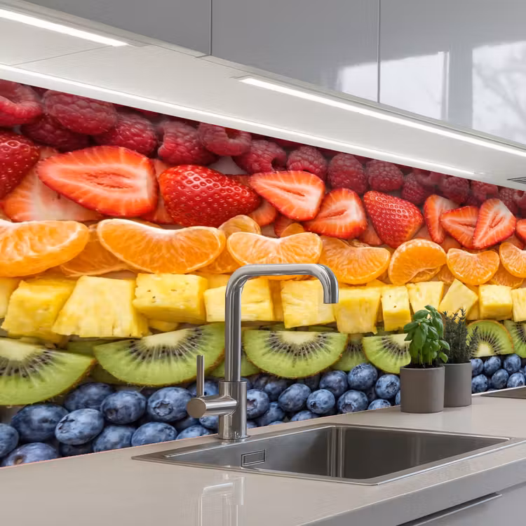 Fruit - Regenboog - Gezond - Kleurrijk keuken achterwand 2 middel -3d_schuin