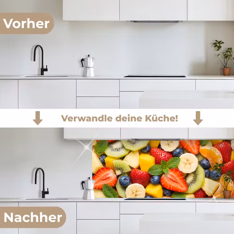 Fruit - Plakjes - Eten - Kleurrijk keuken achterwand 2 middel -voor-na_DE